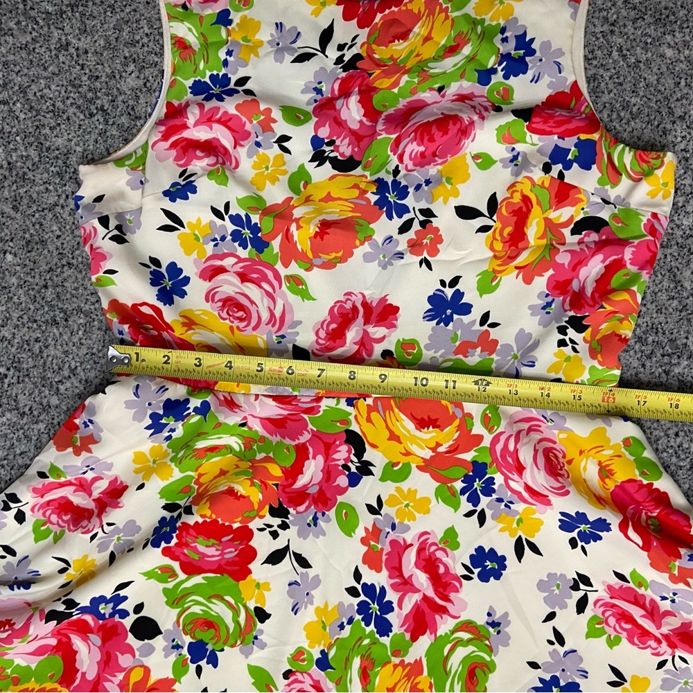 Betsey Johnson Cream Floral Dress with Pink Yellow & Blue Accents fit & flare 14 - Picture 10 of 16
